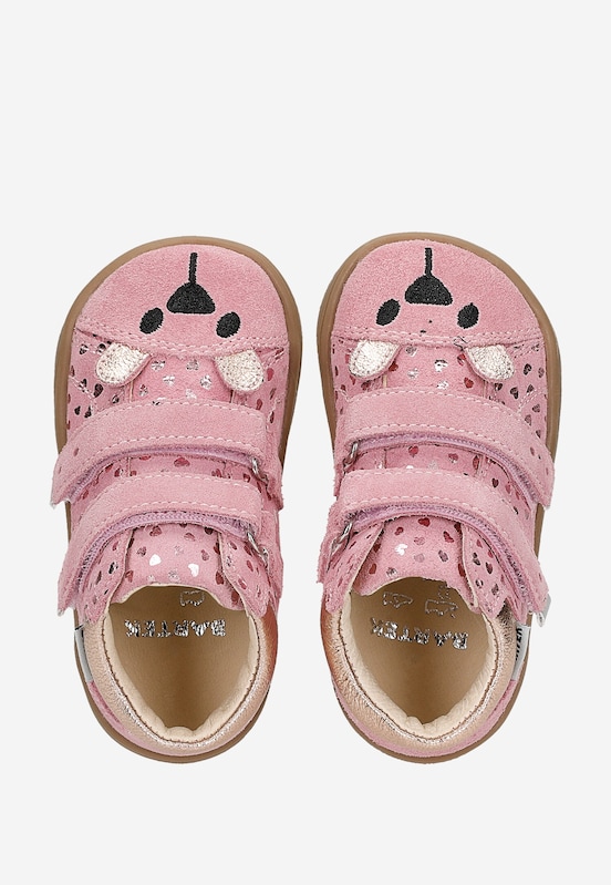 Różowe trzewiki barefoot z błyszczącymi serduszkami BAREFOOT 86319-65 widok 5