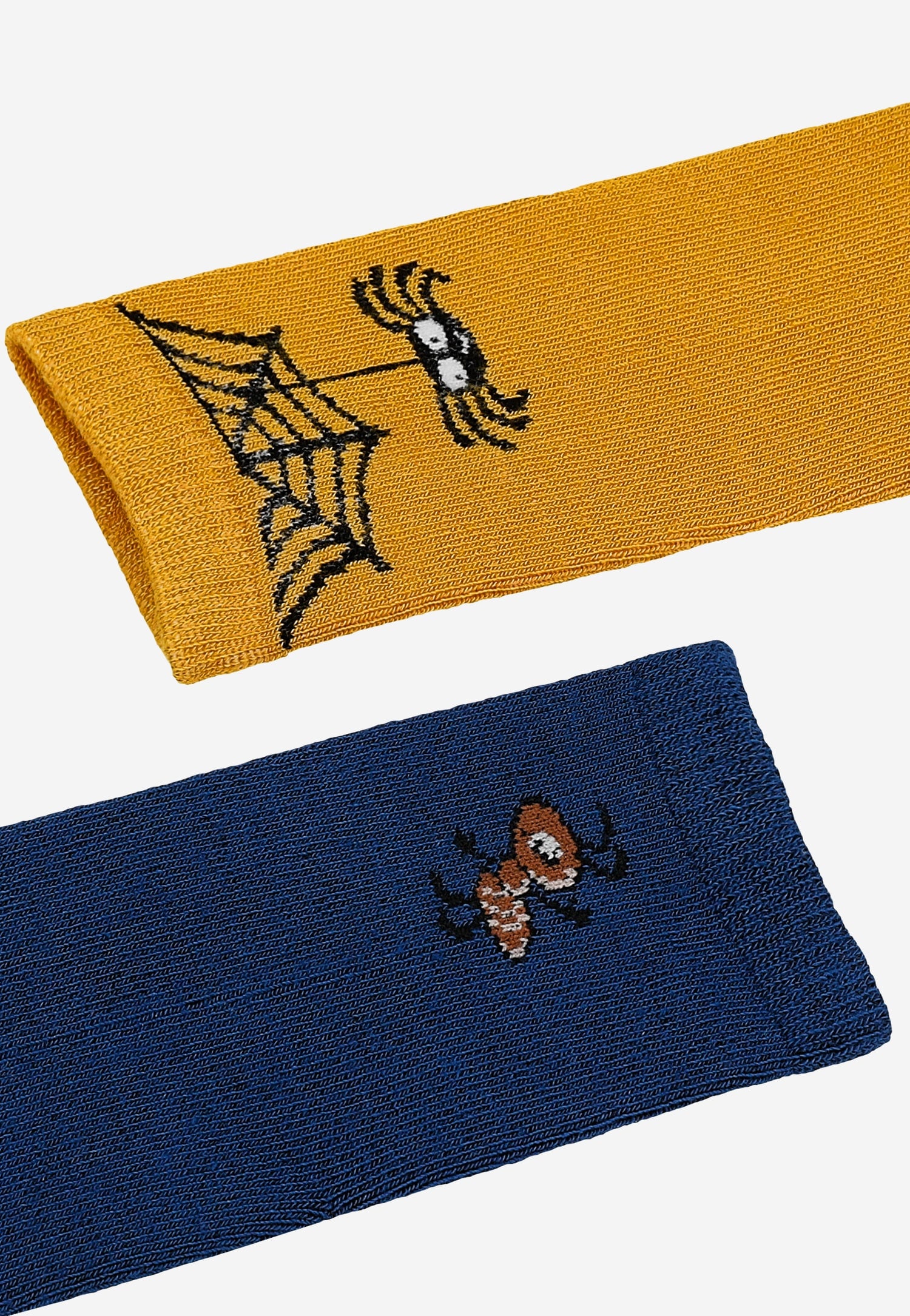 Granatowe i żółte skarpety z motywem zwierzęcym