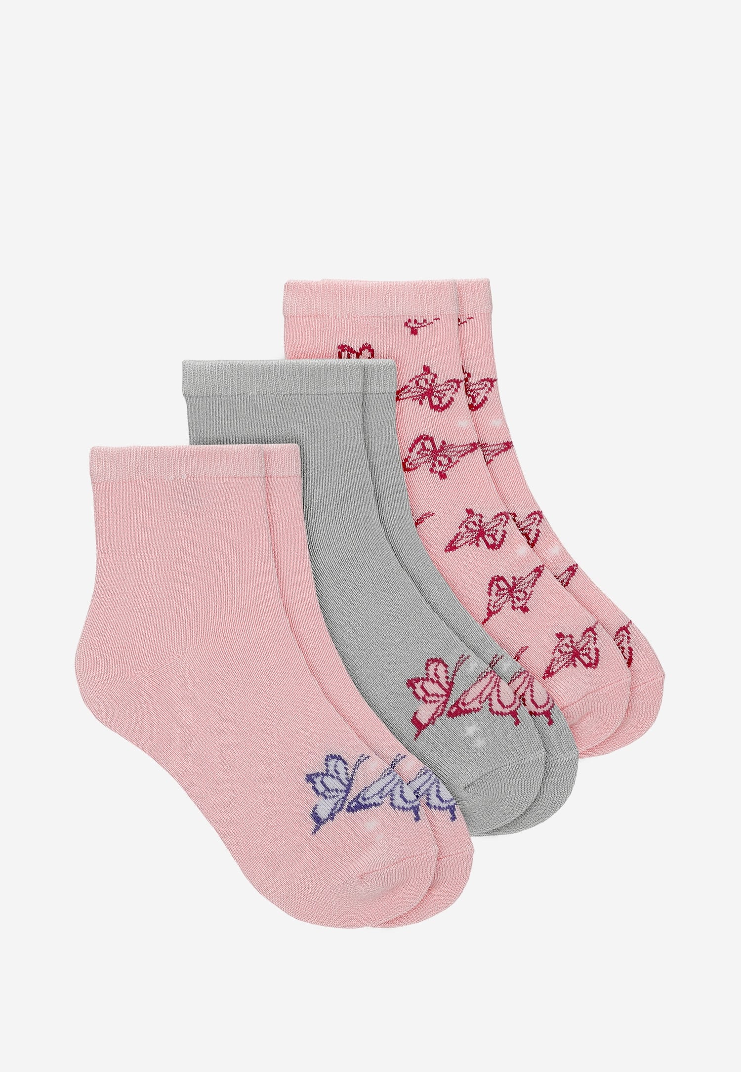 Różowe i szare skarpety dziewczęce