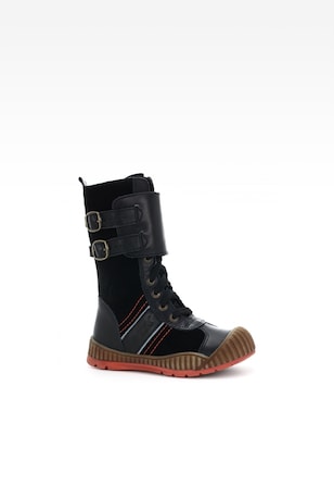 Kozaki ocieplane BARTEK T-94203/ST/0IZ, dla dziewcząt, czarno-pomarańczowy