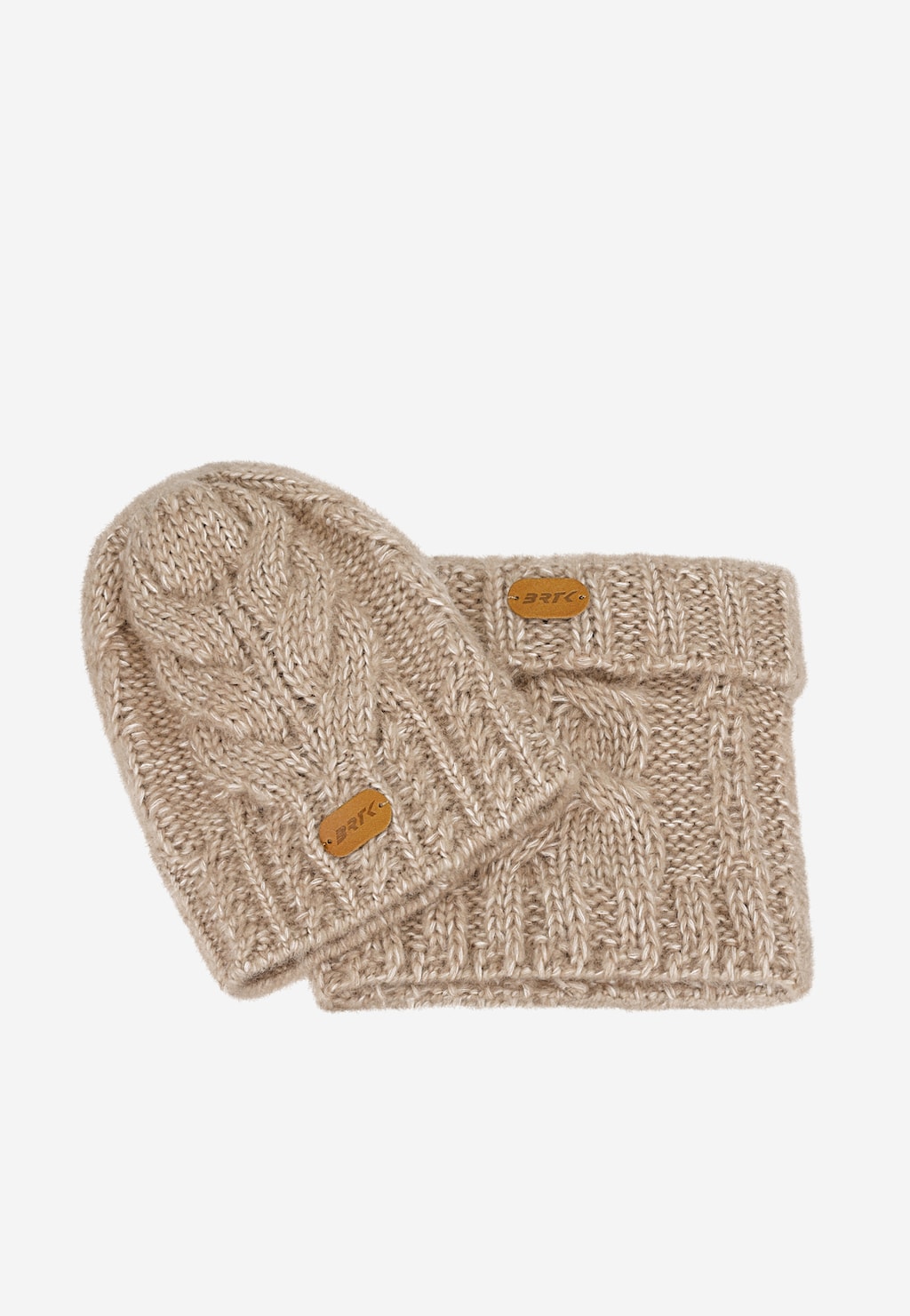 Beżowy zestaw BARTEK z wełną merino 85604-84, czapka + komin Widok 4