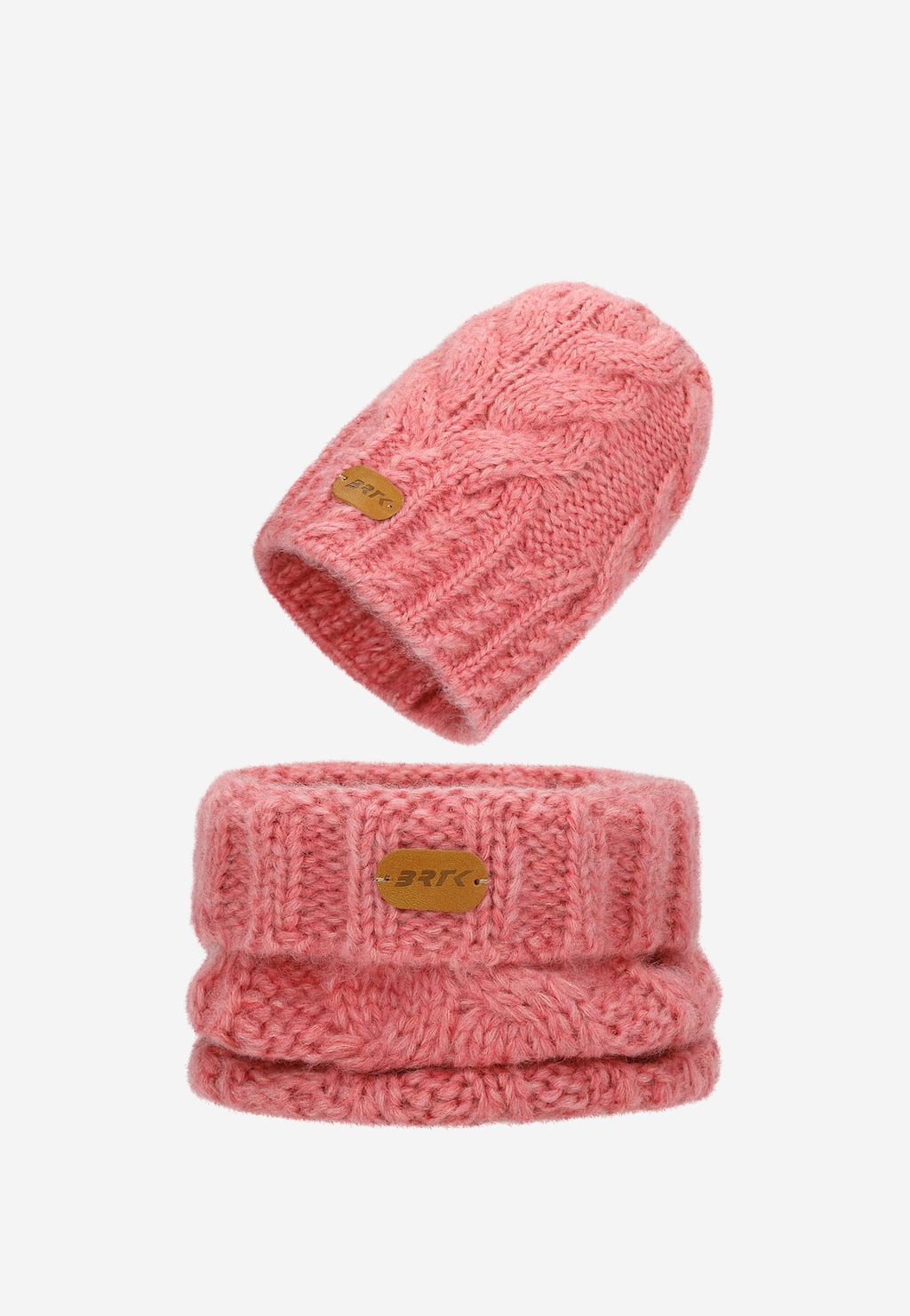 Zimowy zestaw dziewczęcy BARTEK z wełny merino 85604-85, różowa czapka + komin Widok 2