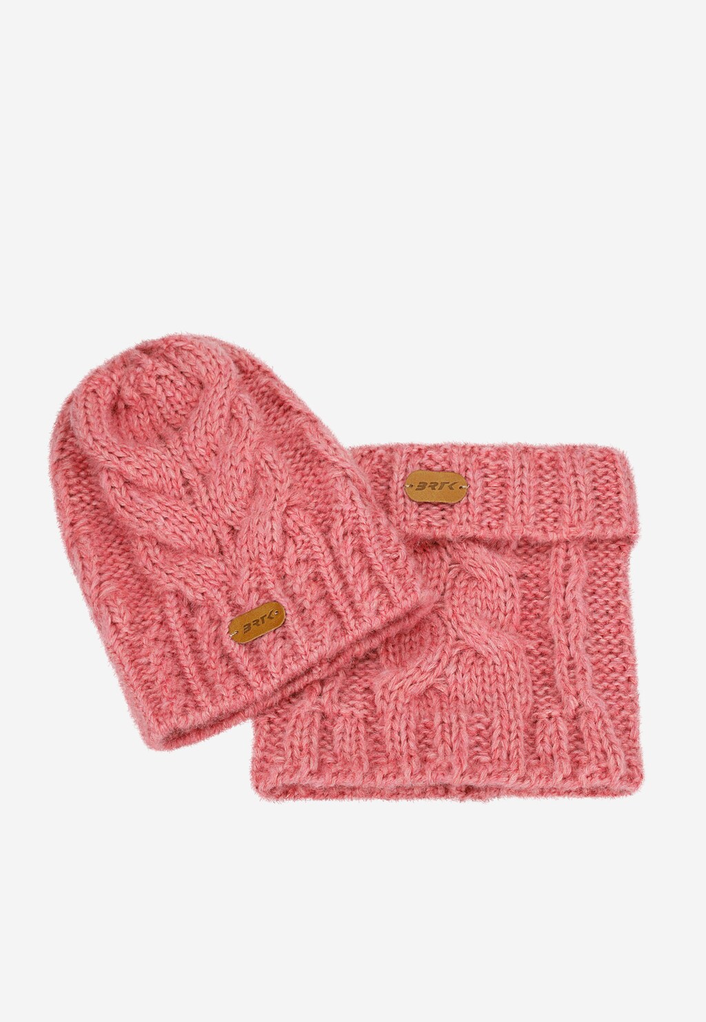 Zimowy zestaw dziewczęcy BARTEK z wełny merino 85604-85, różowa czapka + komin Widok 5
