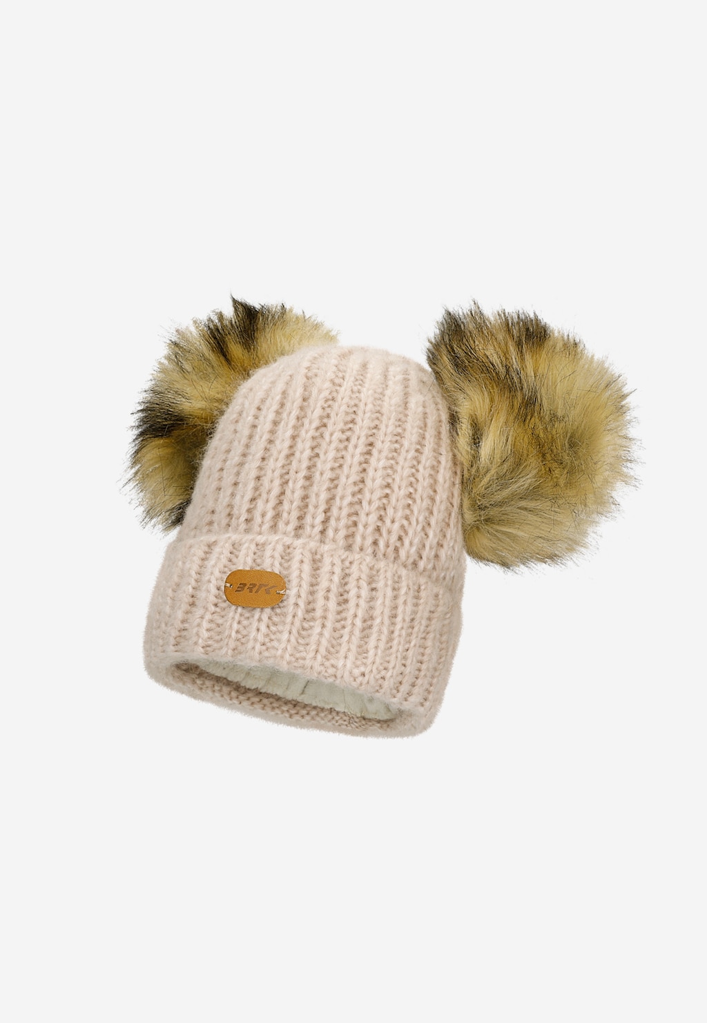 Zestaw zimowy z wełną merino BARTEK 85603-84 beżowa czapka z dwoma pomponami i komin Widok 3