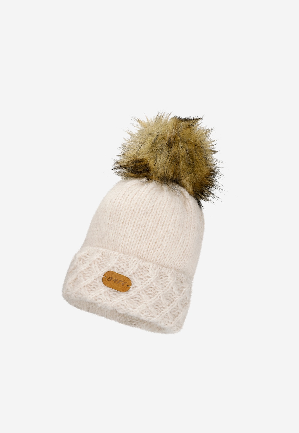 Jasnobeżowy komplet BARTEK 8560284 czapka + komin z wełną merino Widok 3