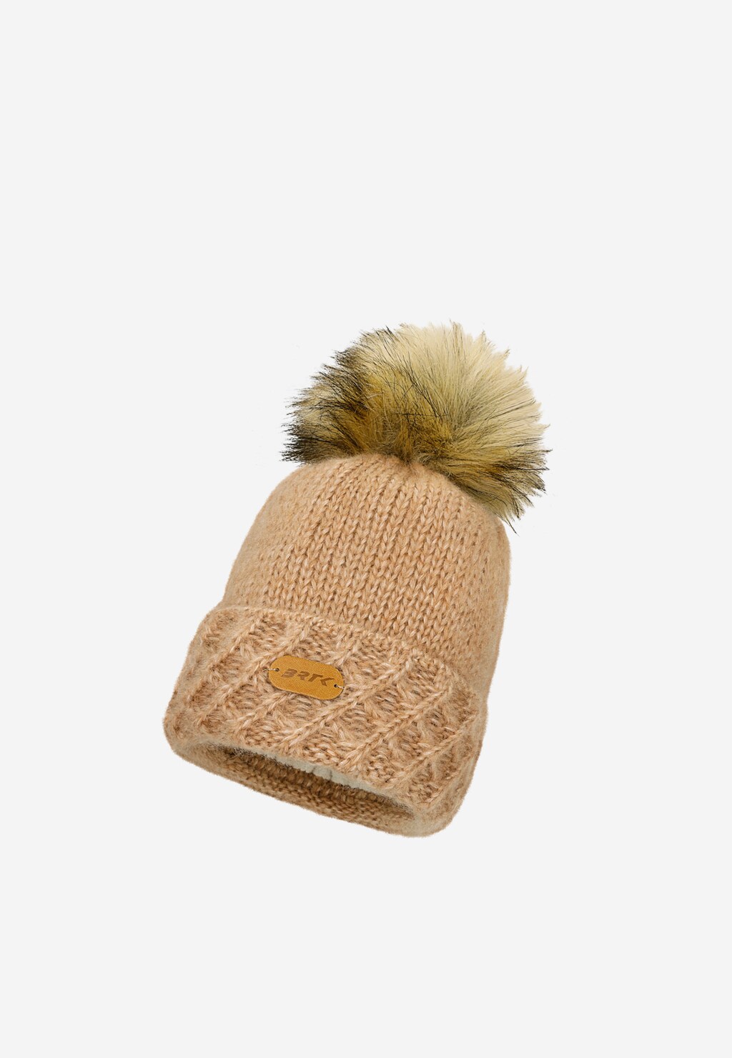 Jasnobrązowy zestaw BARTEK 85602-83 z wełną merino - czapka + komin Widok 2