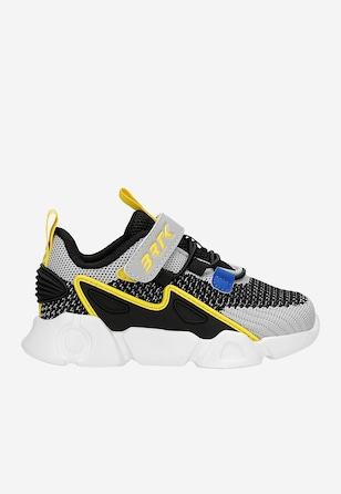Czarno-szare siateczkowe sneakersy chłopięce z żółtymi elementami BARTEK 87007-18