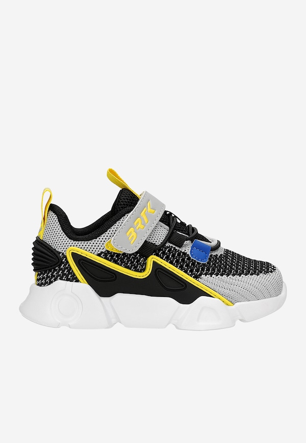 Czarno-szare siateczkowe sneakersy chłopięce z żółtymi elementami BARTEK 87007-18