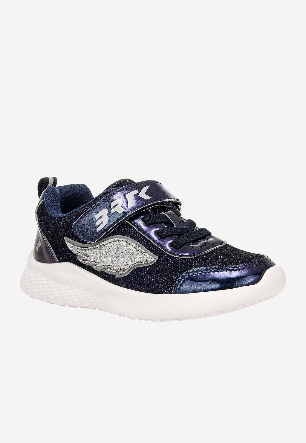 Granatowe brokatowe sneakersy ze srebrną aplikacją skrzydła BARTEK 87004-16 Widok 2