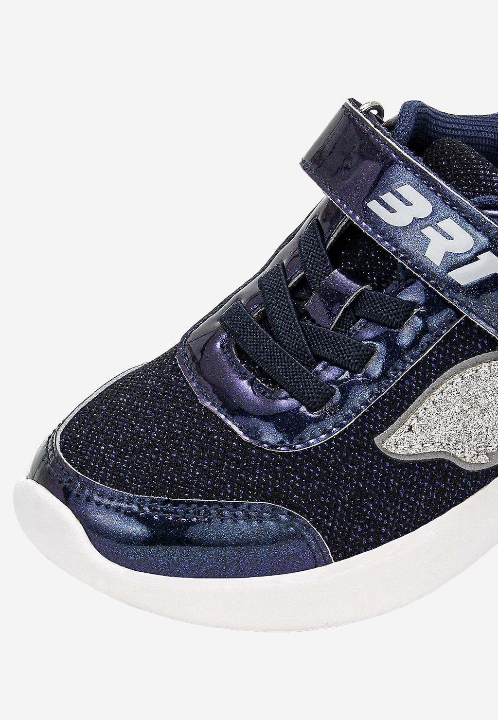 Granatowe brokatowe sneakersy ze srebrną aplikacją skrzydła BARTEK 87004-16 Widok 8