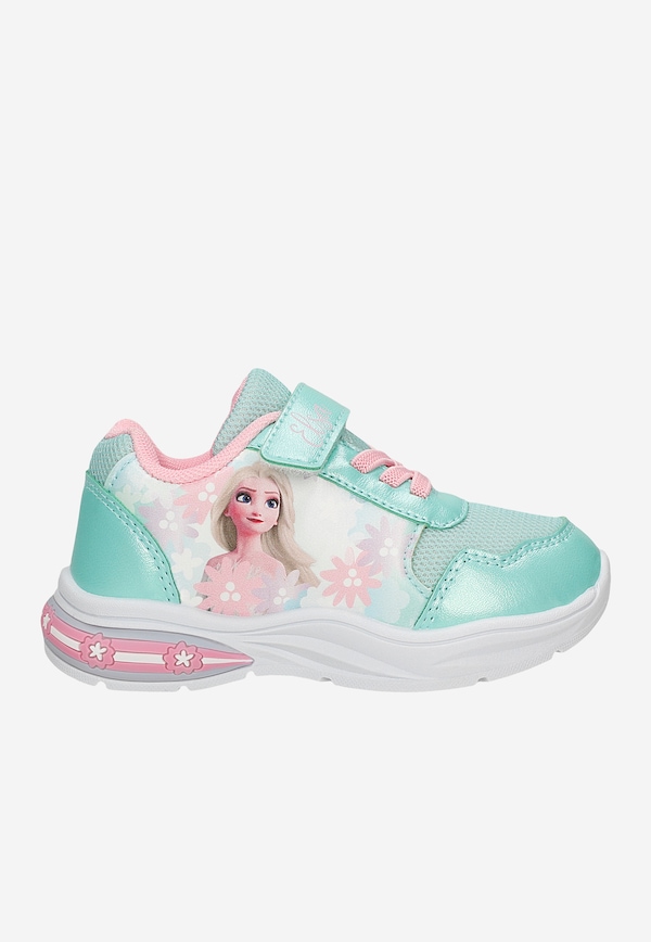 Miętowe sneakersy dziewczęce z Elsą FROZEN ze świecącą podeszwą BARTEK 87028-17