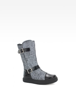 Kozaki ocieplane BARTEK W-64413W/87K, dla dziewcząt, czarno-szary