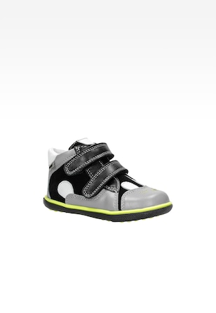 Czarno-szare trzewiki dla chłopca z zielonym paskiem na podeszwie BARTEK