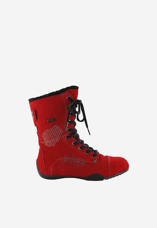 Czerwone kozaki dziewczęce BARTEK T-94317/V14 II na płaskiej podeszwie