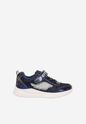 Granatowe brokatowe sneakersy ze srebrną aplikacją skrzydła BARTEK 87004-16