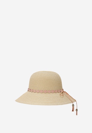 Pleciony kapelusz z ozdobnym kwiatowym detalem BARTEK 85606-14