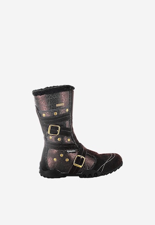 Brązowe kozaki BARTEK T-24574/3J8 ze złotymi klamerkami