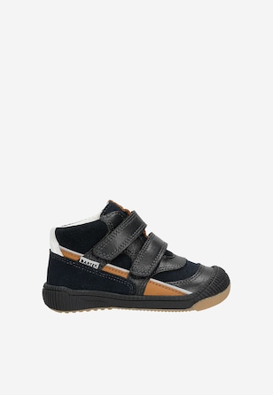 Granatowe trzewiki dziecięce z brązowymi wstawkami BARTEK 86316-76