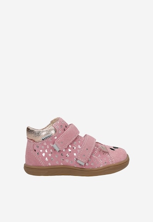 Różowe trzewiki barefoot z błyszczącymi serduszkami BAREFOOT 86319-65