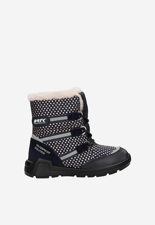 Czarne wodoodporne śniegowce z różowymi gwiazdkami BARTEK 85003-16