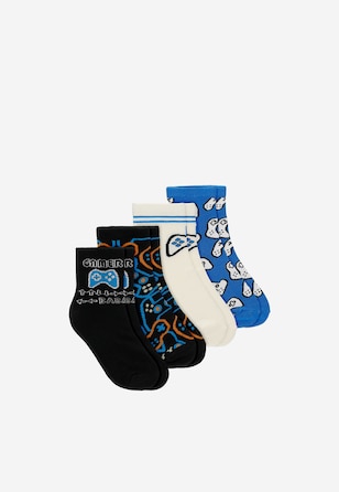 Zestaw dziecięcych skarpetek z motywem gamingowym – 4-pak