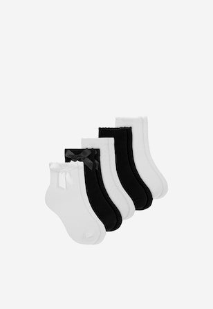 Bambusowe skarpetki dla dziewczynki z kokardkami i subtelnymi zdobieniami - 5-pak