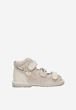 Sandały zabudowane BARTEK, 85500-64, dla dziewcząt, beżowo-złote