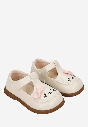Beżowe baleriny dziewczęce z kotkiem BARTEK 83017-14