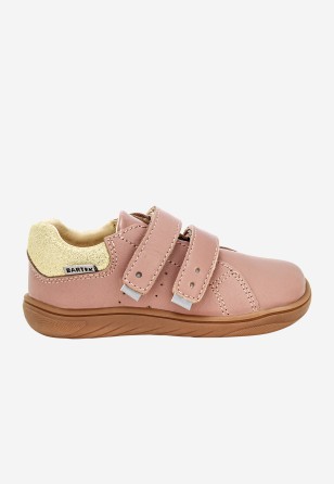 Różowe półbuty barefoot dla dziewczynki ze złotym zapiętkiem BARTEK 86003-55