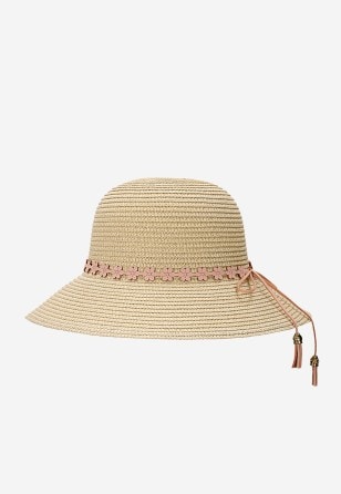 Pleciony kapelusz z ozdobnym kwiatowym detalem BARTEK 85606-14