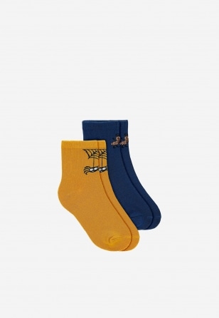 2-pak granatowe i pomarańczowe skarpety chłopięce w owady BARTEK 85704-48