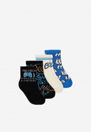Zestaw dziecięcych skarpetek z motywem gamingowym - 4-pak 85703-46