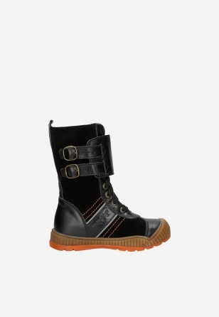 Kozaki ocieplane BARTEK T-94203/ST/0IZ, dla dziewcząt, czarno-pomarańczowy