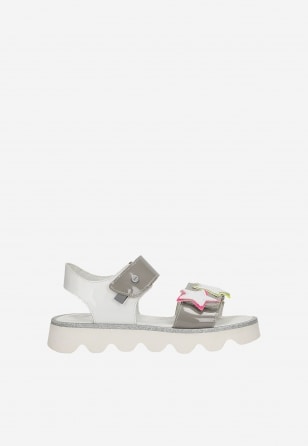 Sandały BARTEK 19120002, dla dziewcząt, szaro-biały