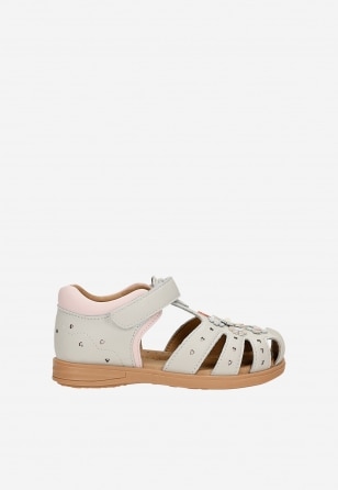 Beżowo-różowe sandały dziewczęce z motywem kwiatowym BARTEK 84417-54