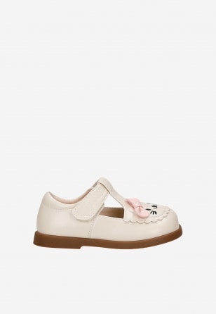 Beżowe baleriny dziewczęce z kotkiem BARTEK 83017-14