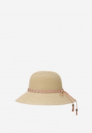 Pleciony kapelusz z ozdobnym kwiatowym detalem BARTEK 85606-14