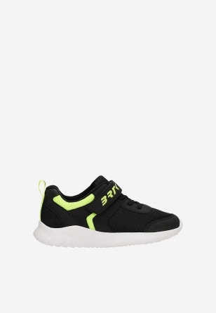 Czarne sneakersy BARTEK z neonowymi zielonymi wstawkami 87003-18 87003-18