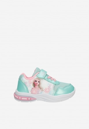 Miętowe sneakersy dziewczęce z Elsą FROZEN ze świecącą podeszwą BARTEK 87028-17 87028-17